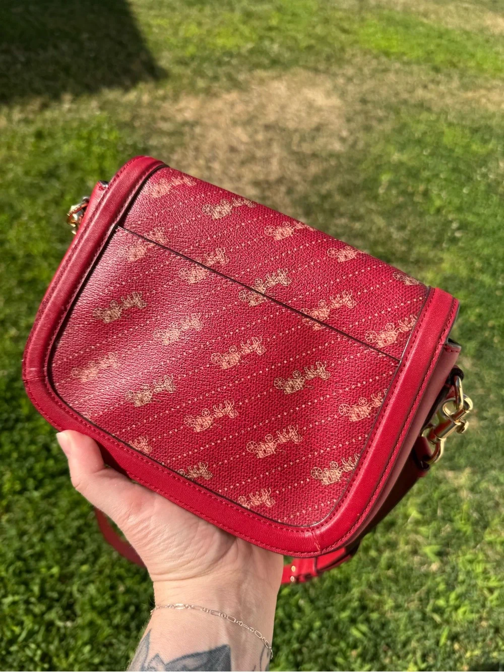 Coach Red Logo Crossbody with Gold Hardware